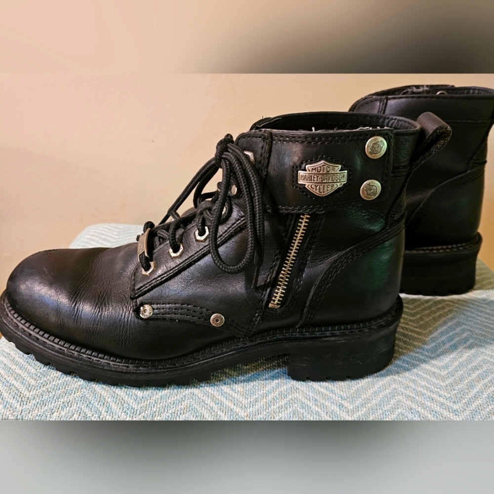Women's Harley-Davidson Steel Toe, Black Leather Riding Boots